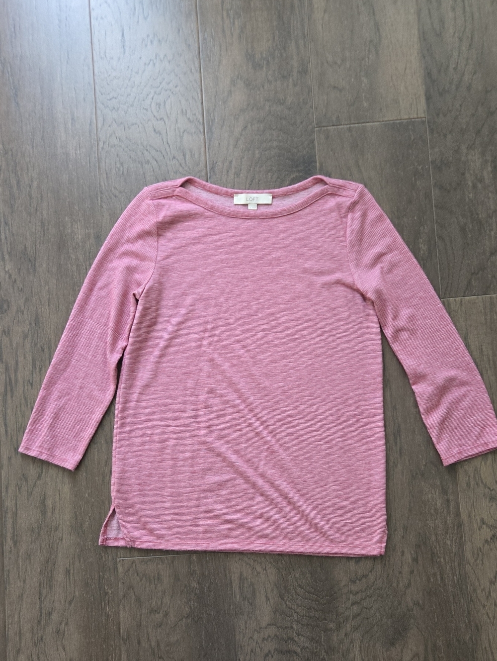 LOFT Dusty Rose Boatneck Long Sleeve Tee